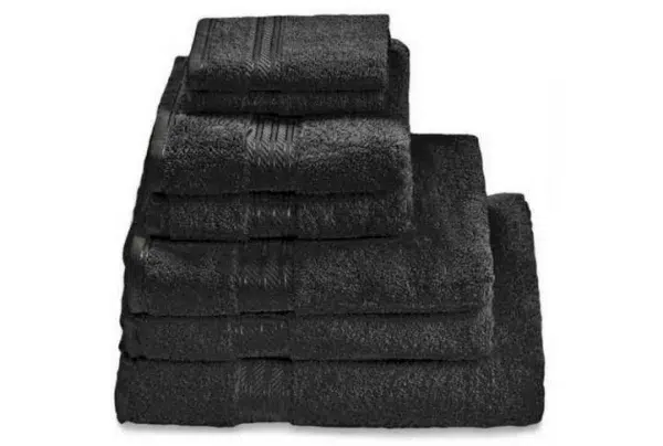 100% egyptian cotton 7 piece bath towel set, black