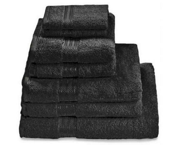 100% Egyptian Cotton 7 Piece Bath Towel Set, Black