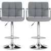 Stocam Faux Leather Gas Lift Bar Stools x 2, Grey