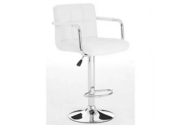 Stocam faux leather gas lift bar stools x 2, white