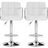 Stocam Faux Leather Gas Lift Bar Stools x 2, White