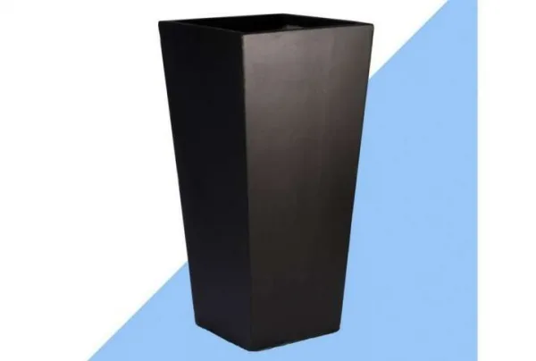 Contemporary 50cm tall square planter, black