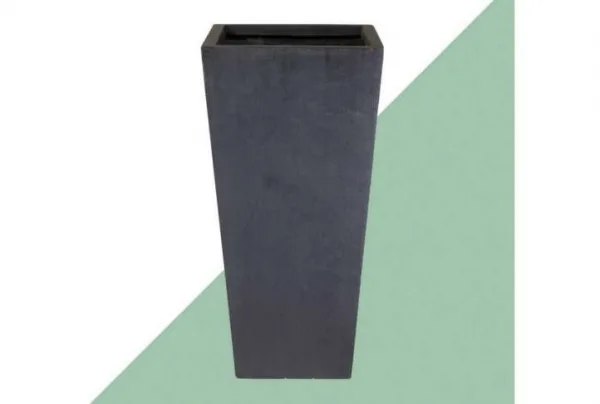 Contemporary 50cm tall square planter, dark grey