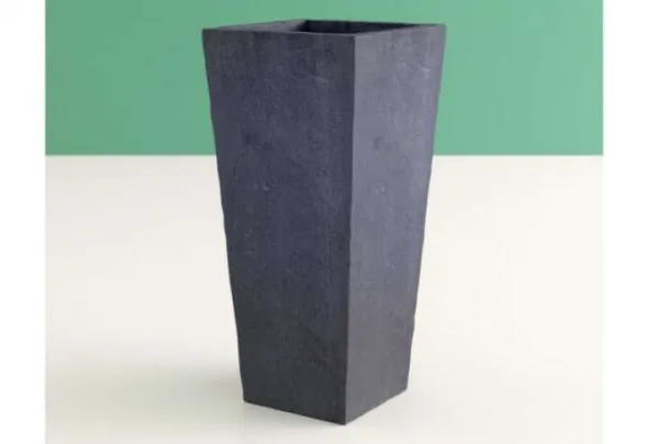 Contemporary 50cm tall square planter, dark grey