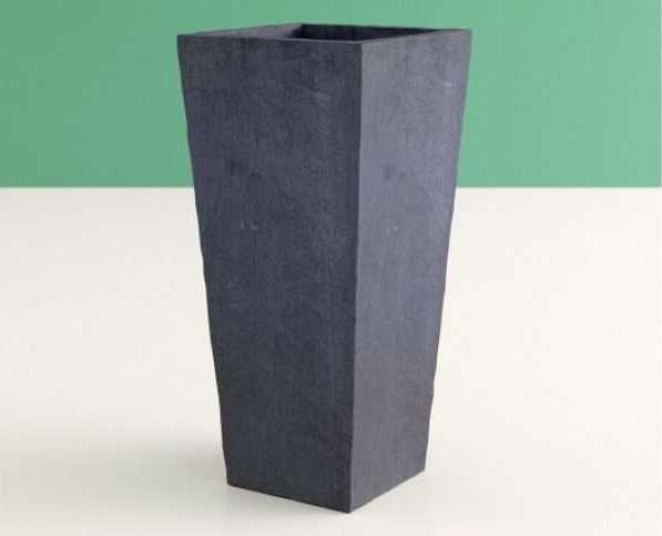 Contemporary 50cm Tall Square Planter, Dark Grey