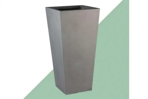 Contemporary 50cm tall square planter, light grey