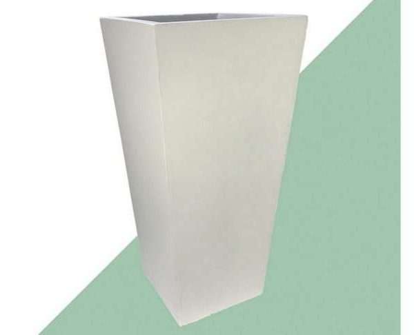 Contemporary 50cm Tall Square Planter, White