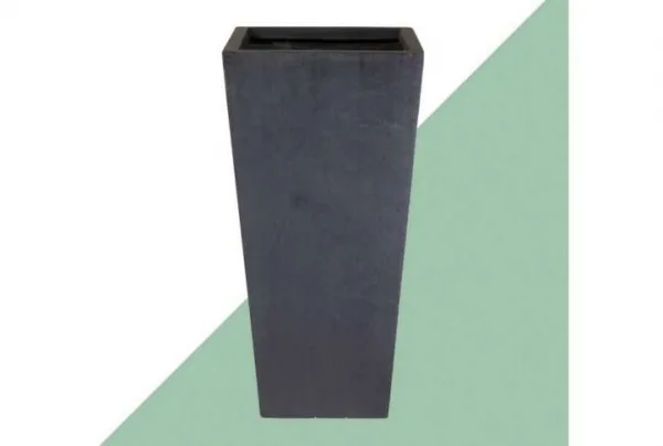 Contemporary 89cm tall square planter, dark grey