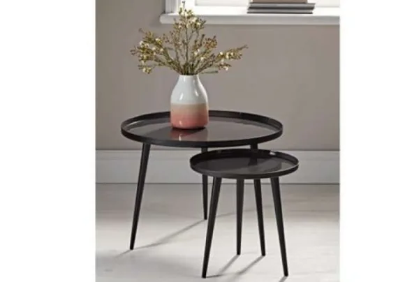 Enamelled side tables, charcoal