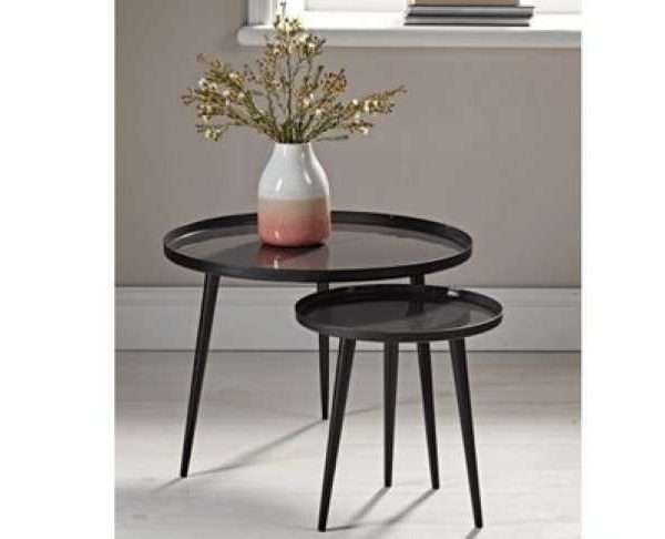 Enamelled Side Tables, Charcoal
