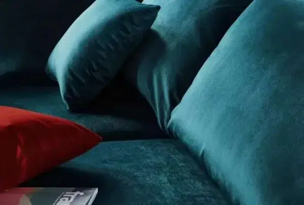 Icon fabric left corner sofa, lagoon velvet orange