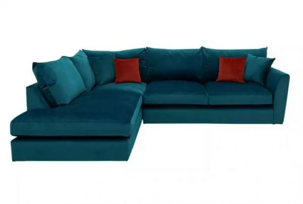 Icon fabric left corner sofa, lagoon velvet orange