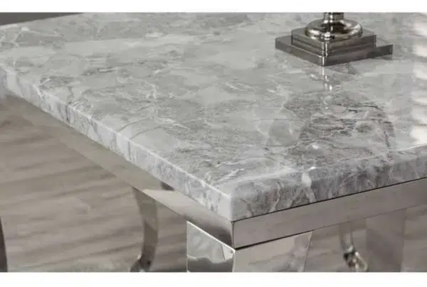 Richmond 4 seat marble & velvet dining set, dark grey