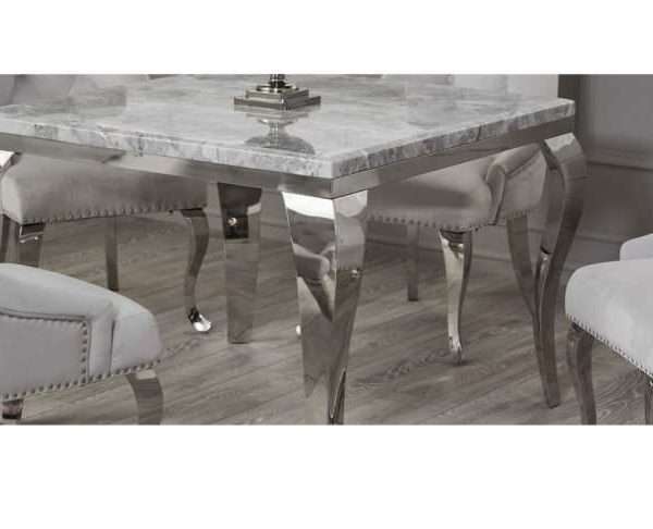 Richmond 4 Seat Marble & Velvet Dining Set, Light Grey