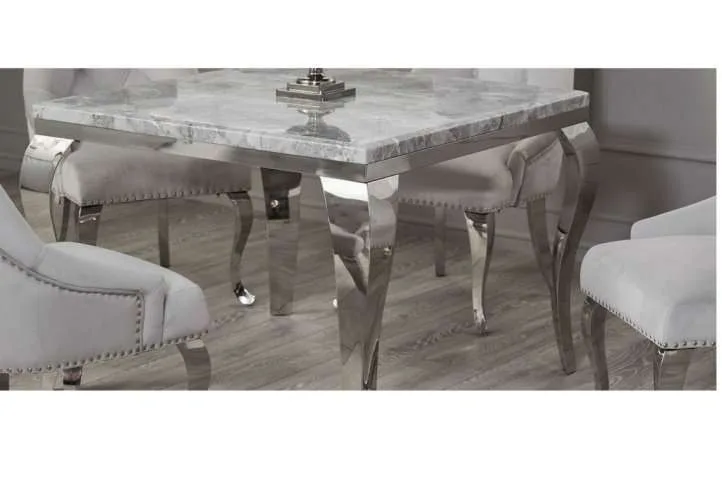 Richmond 4 seat marble & velvet dining set, light grey Richmond 4 seat marble & velvet dining set, light grey
