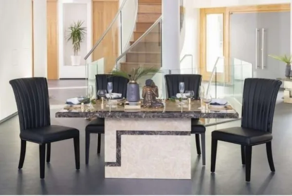 Urban deco 180cm marble dining table & 6 chairs