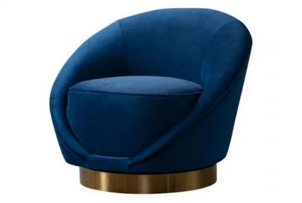 Selina swivel chair navy blue & brass