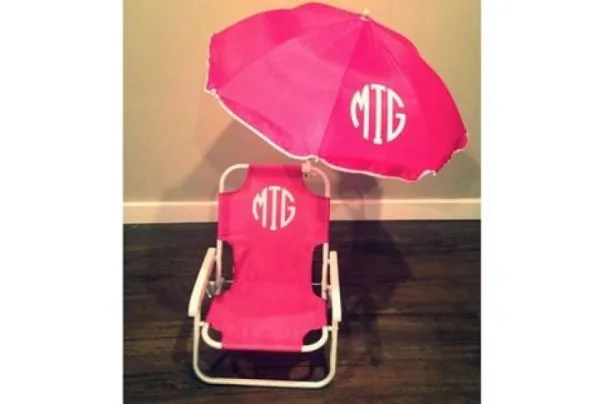 Baby / toddler personalised beach chair and umbrella