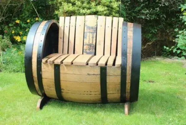 Oak scotch whisky barrel garden chair