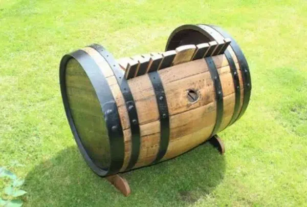Oak scotch whisky barrel garden chair