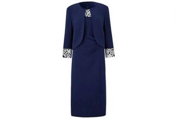 Joanna hope lace trim dress & jacket, navy - image 3