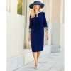Joanna Hope Lace Trim Dress & Jacket, Navy