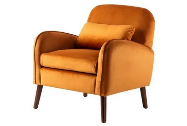 Eva 1950s velvet armchair in pumpkin