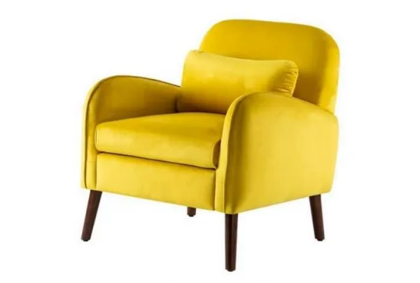 Eva 1950s velvet armchair in mustard