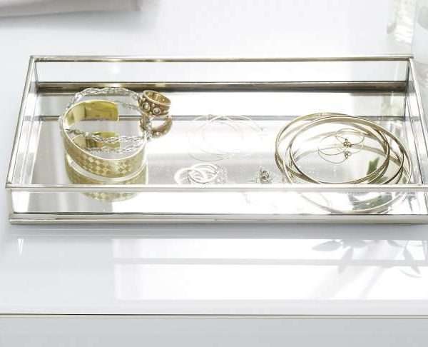Glass and Nickel Plated Jewellery Tray