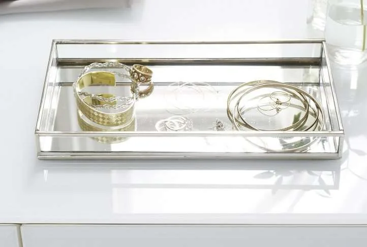 Glass and nickel plated jewellery tray Glass and nickel plated jewellery tray