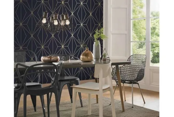 Harmony navy easy to apply wallpaper