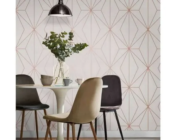 Harmony White Rose Gold Easy To Apply Wallpaper