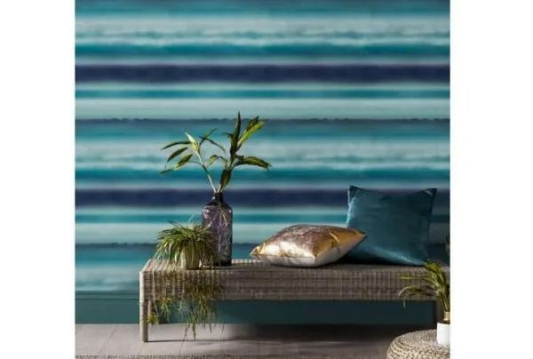 Horizon teal wallpaper, 10 metres long