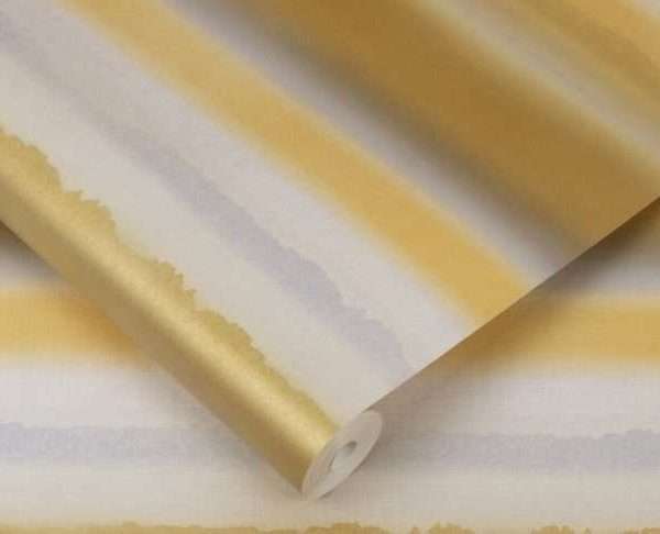 Alternative view of Horizon Mustard Wallpaper, 10 metres long