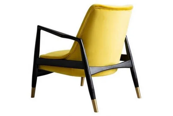 Porter 1960s armchair in mustard velvet & ash