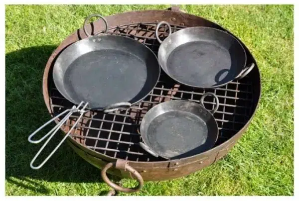 Set of 3 kadai skillets plus carry handle