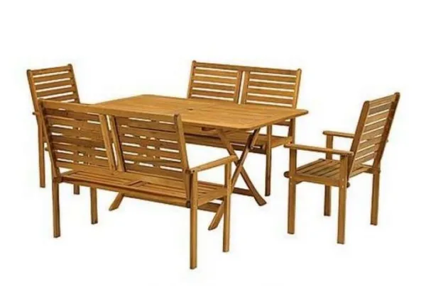 Garden wooden bench set