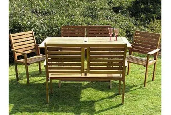 Garden wooden bench set