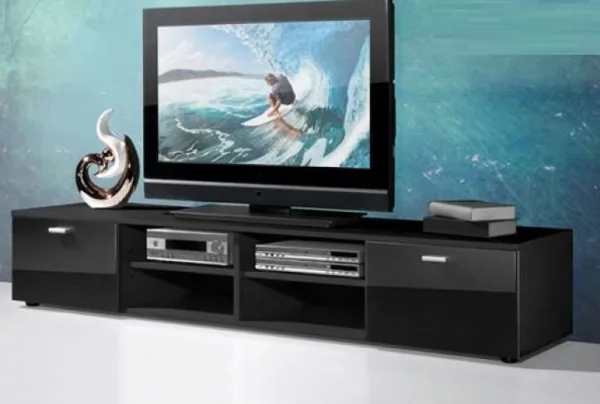 Contemporary tv stand in black gloss