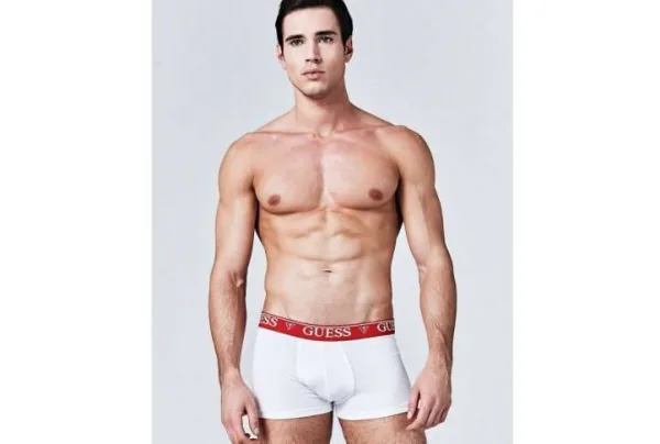 Guess hero stretch cotton red logo boxers, white