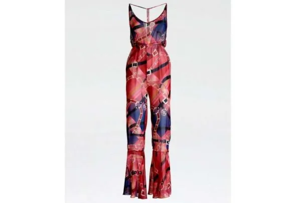 Guess patterned red beach jumpsuit