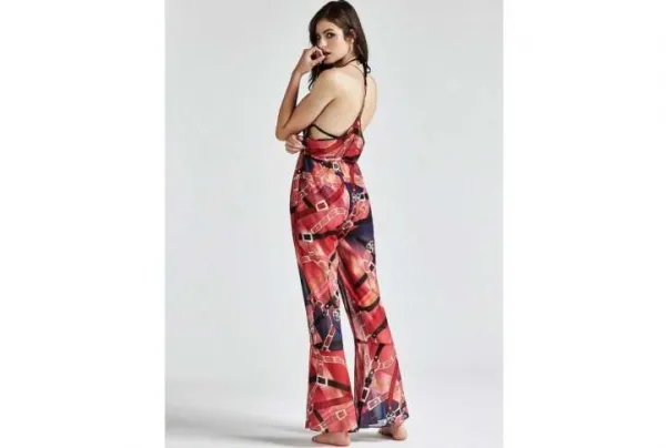 Guess patterned red beach jumpsuit
