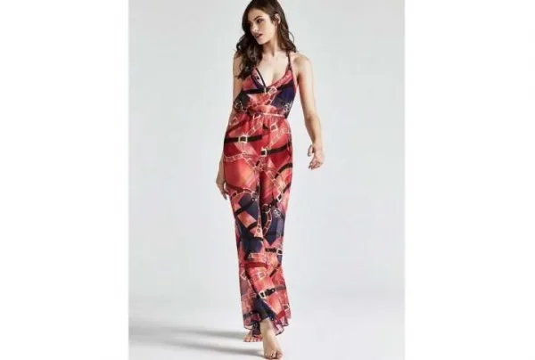 Guess patterned red beach jumpsuit