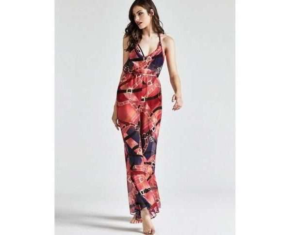 Guess Patterned Red Beach Jumpsuit