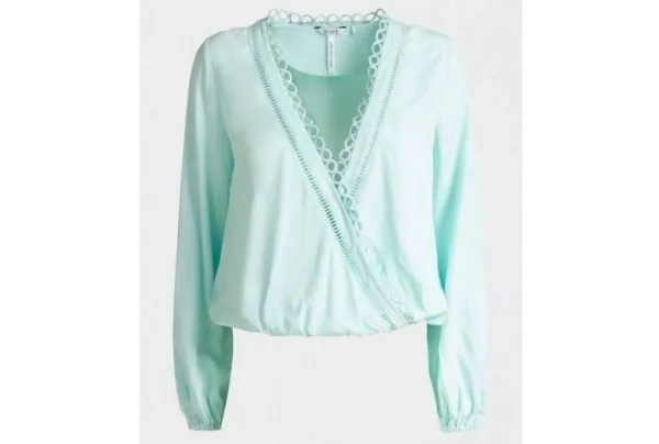 Guess top with embroidery detail in light blue