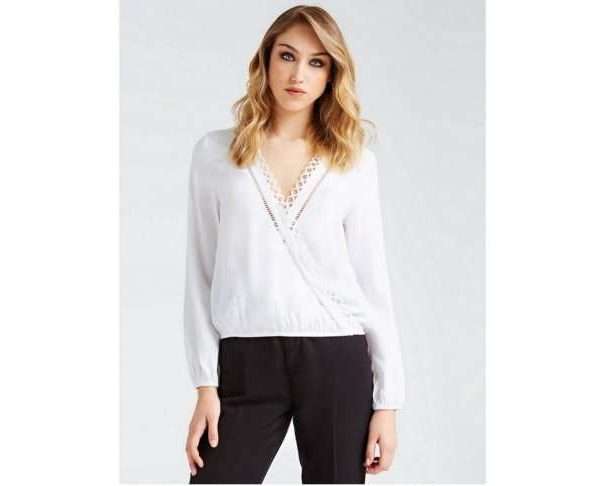 Guess Top With Embroidery Detail In White