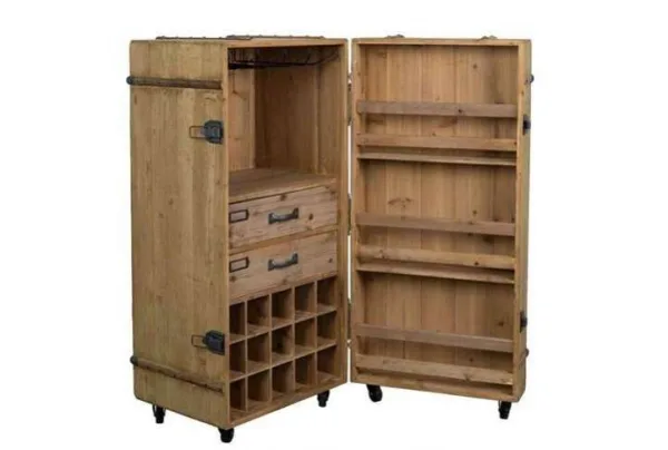 Solid wood mobile drinks cabinet