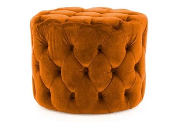 Perkins velvet buttoned footstool, pumpkin