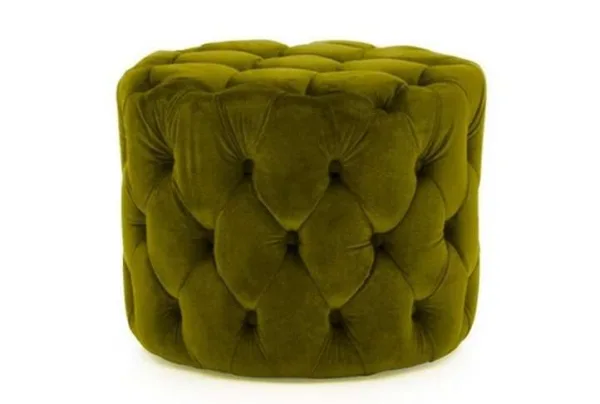 Perkins velvet buttoned footstool, moss