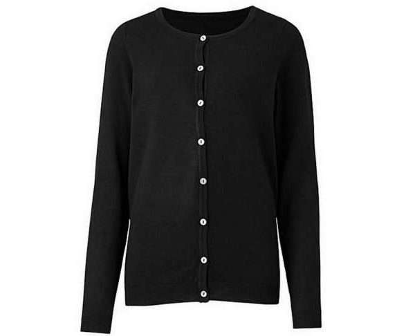 Crew Neck Cardigan, Black